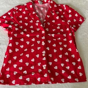 J. Crew Red Heart Print Pajama Top